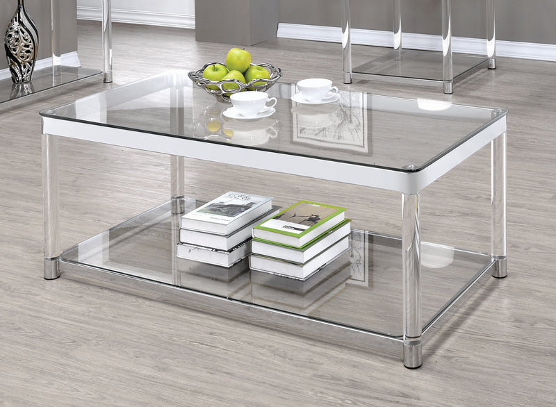 Anne Sofa Table With Lower Shelf Chrome And Clear