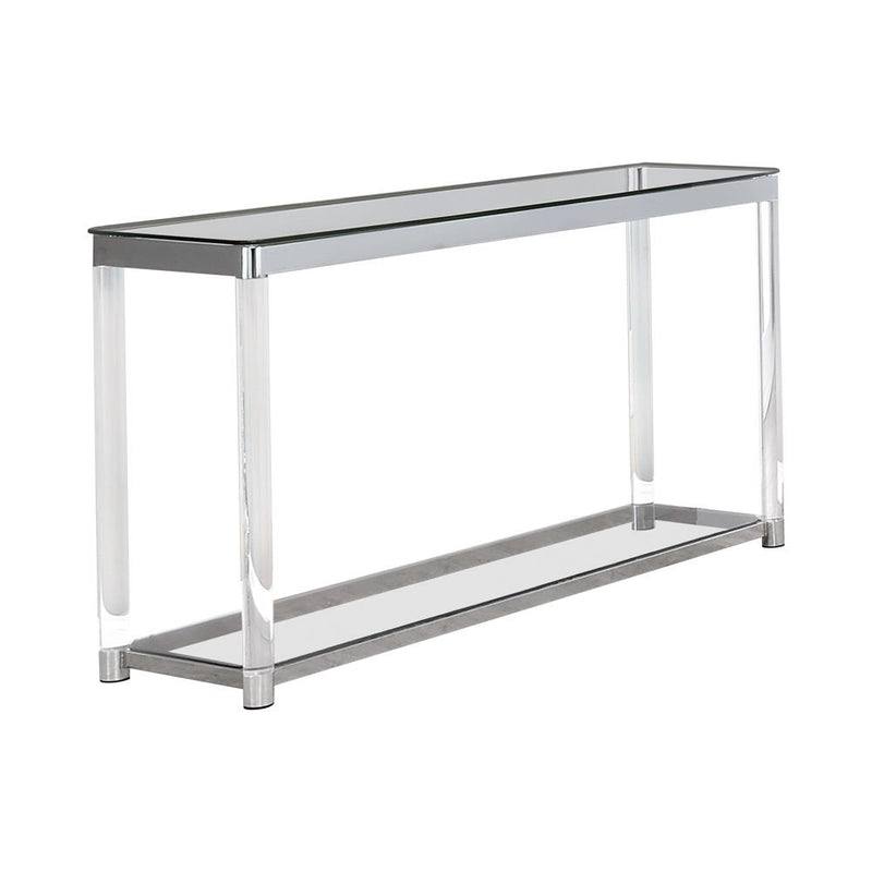 Anne Sofa Table With Lower Shelf Chrome And Clear