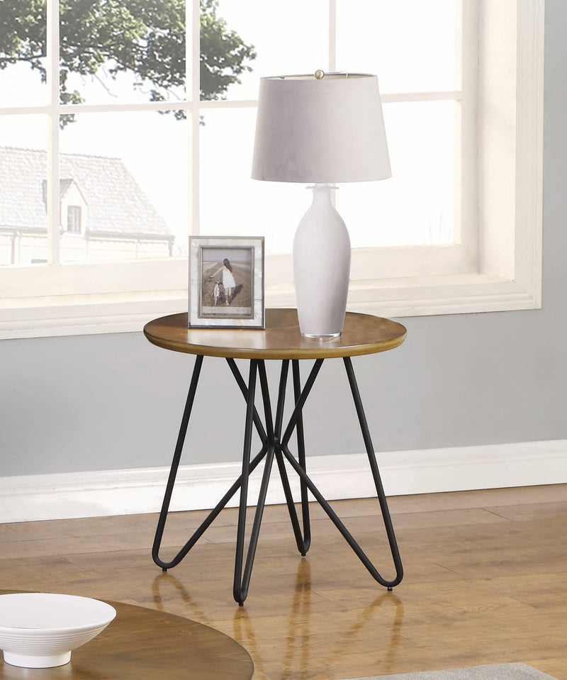 Brinnon Semicircle Sofa Table Dark Brown And Black