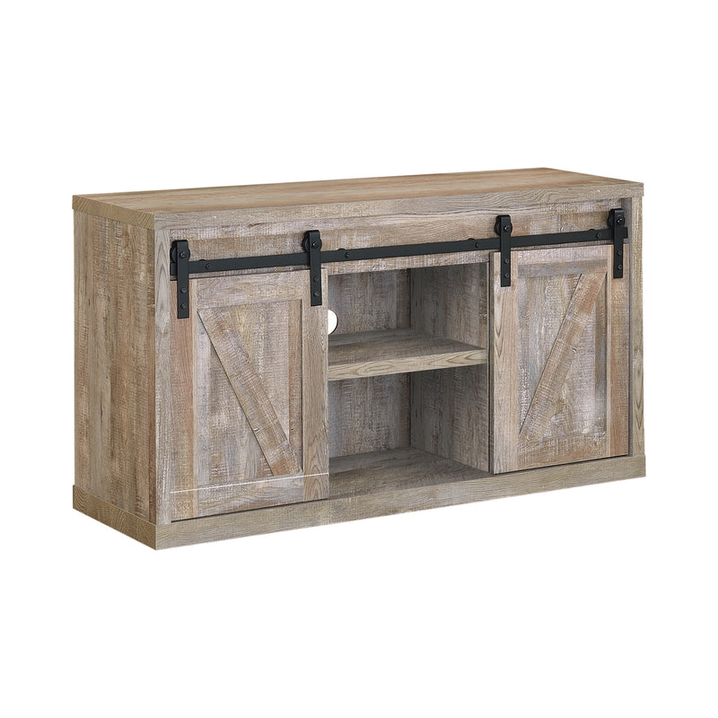 Brockton 48 inch 3 Shelf Sliding Doors TV Console Weathered Oak