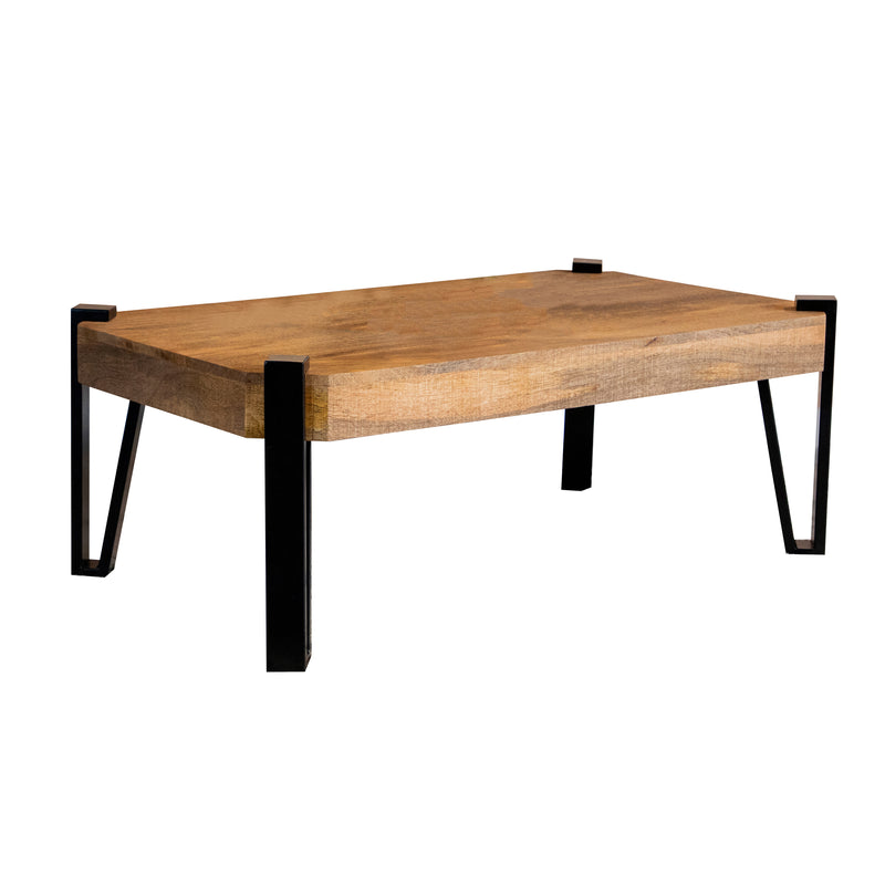 Winston Wooden Rectangular Top Coffee Table Natural And Matte Black