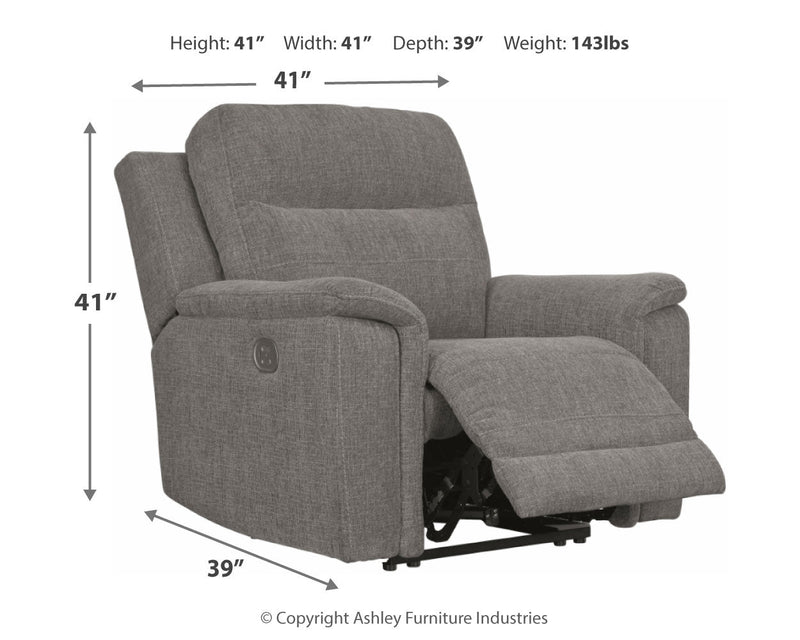 Mouttrie Smoke Chenille Power Recliner