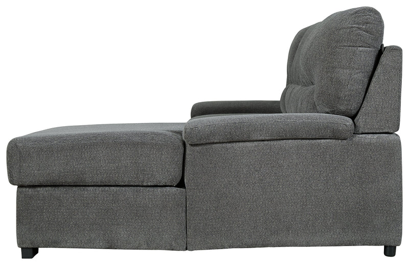 Yantis Gray Chenille 2-Piece Sleeper Sectional With Storage