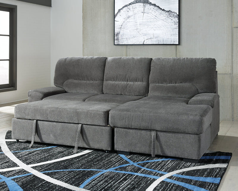 Yantis Gray Chenille 2-Piece Sleeper Sectional With Storage