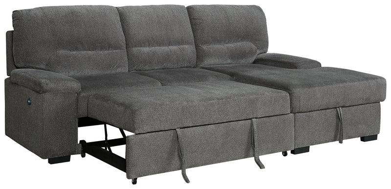 Yantis Gray Chenille 2-Piece Sleeper Sectional With Storage