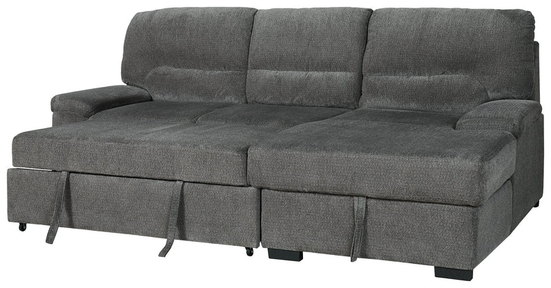 Yantis Gray Chenille 2-Piece Sleeper Sectional With Storage