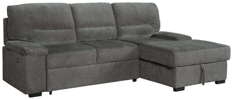 Yantis Gray Chenille 2-Piece Sleeper Sectional With Storage