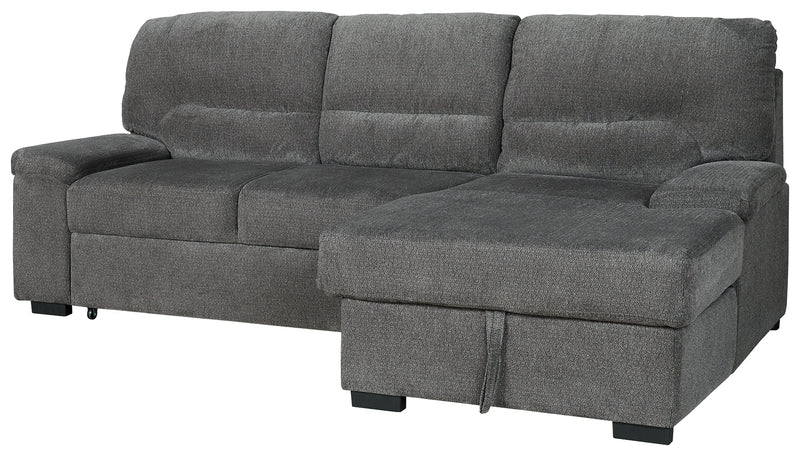 Yantis Gray Chenille 2-Piece Sleeper Sectional With Storage