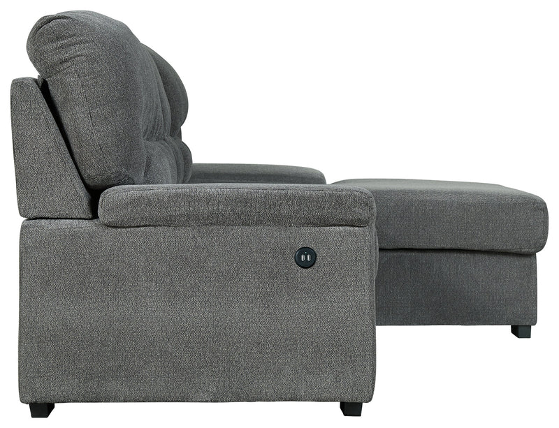 Yantis Gray Chenille 2-Piece Sleeper Sectional With Storage