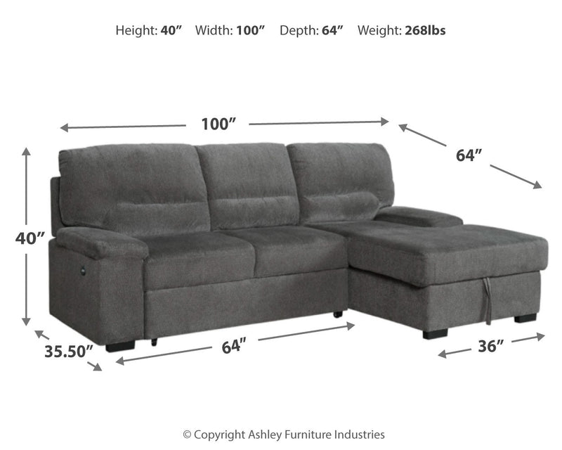 Yantis Gray Chenille 2-Piece Sleeper Sectional With Storage