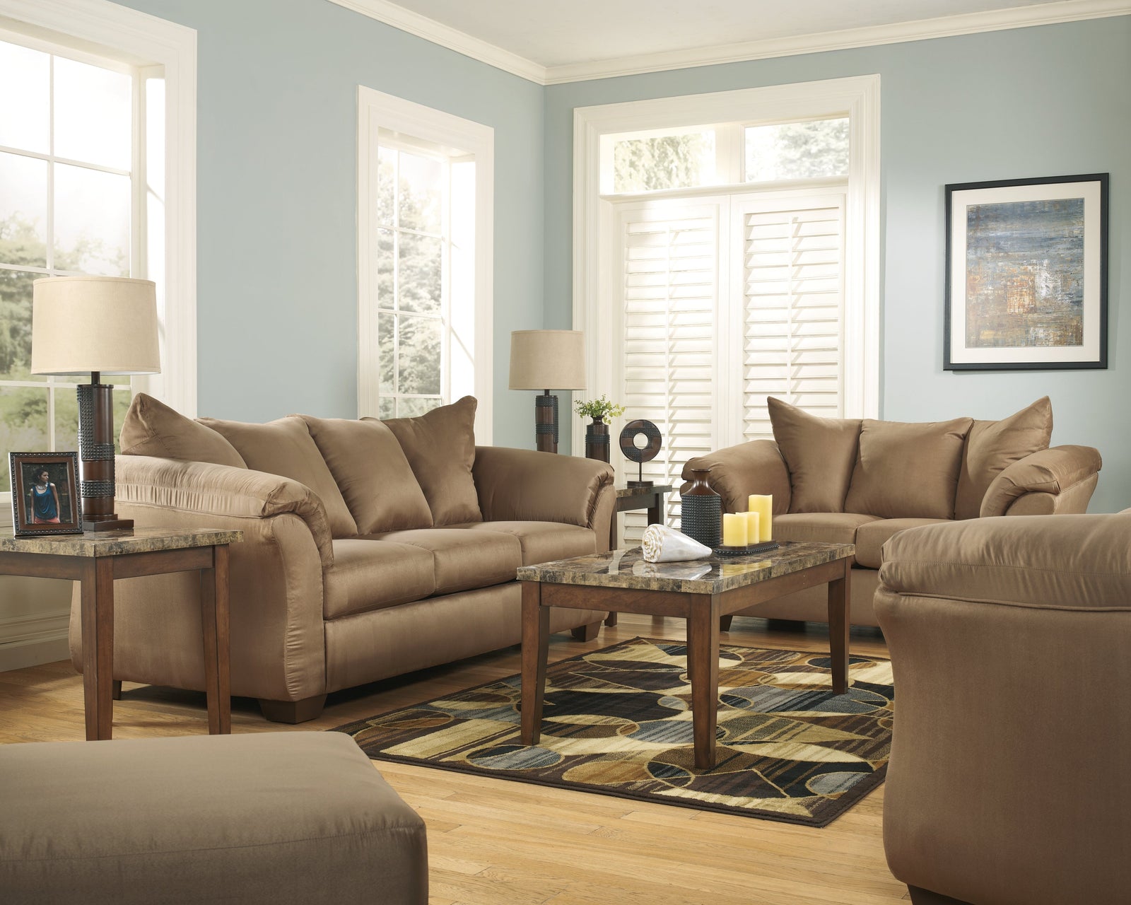 Darcy Mocha Sofa Loveseat And Recliner