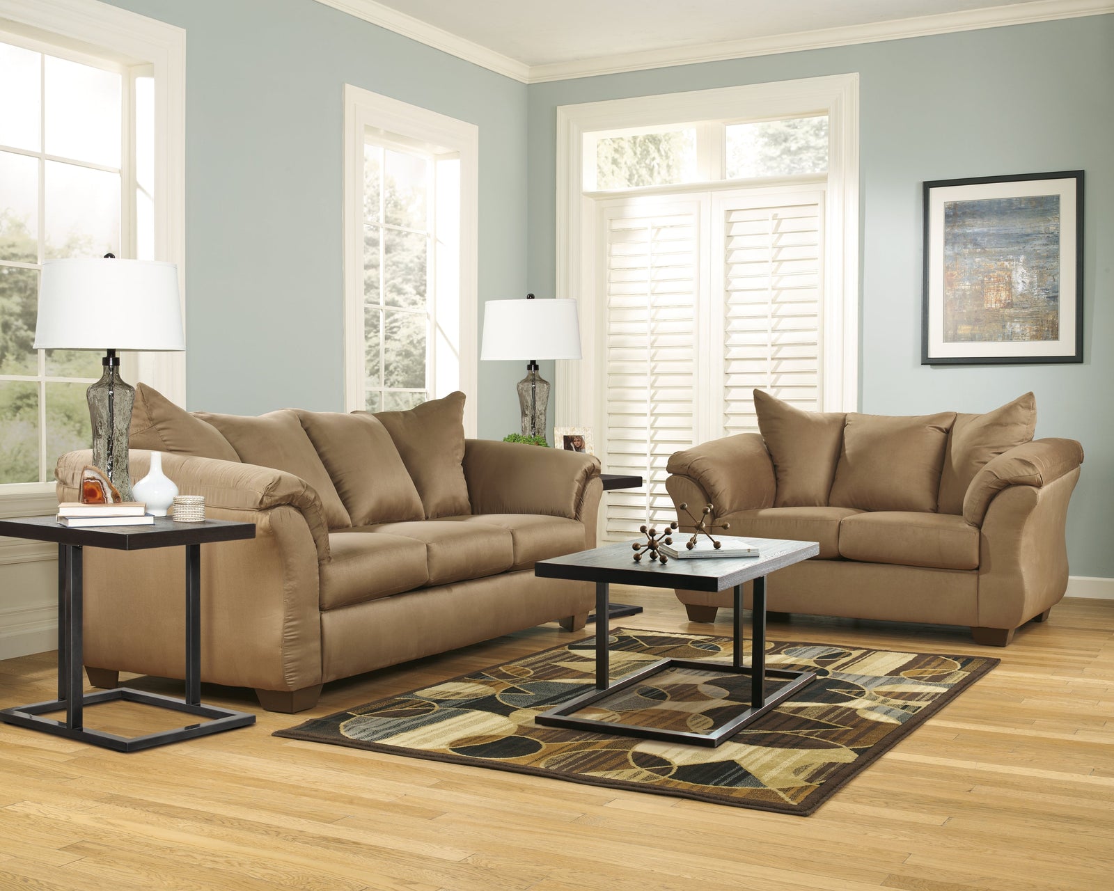 Darcy Mocha Sofa Loveseat And Ottoman