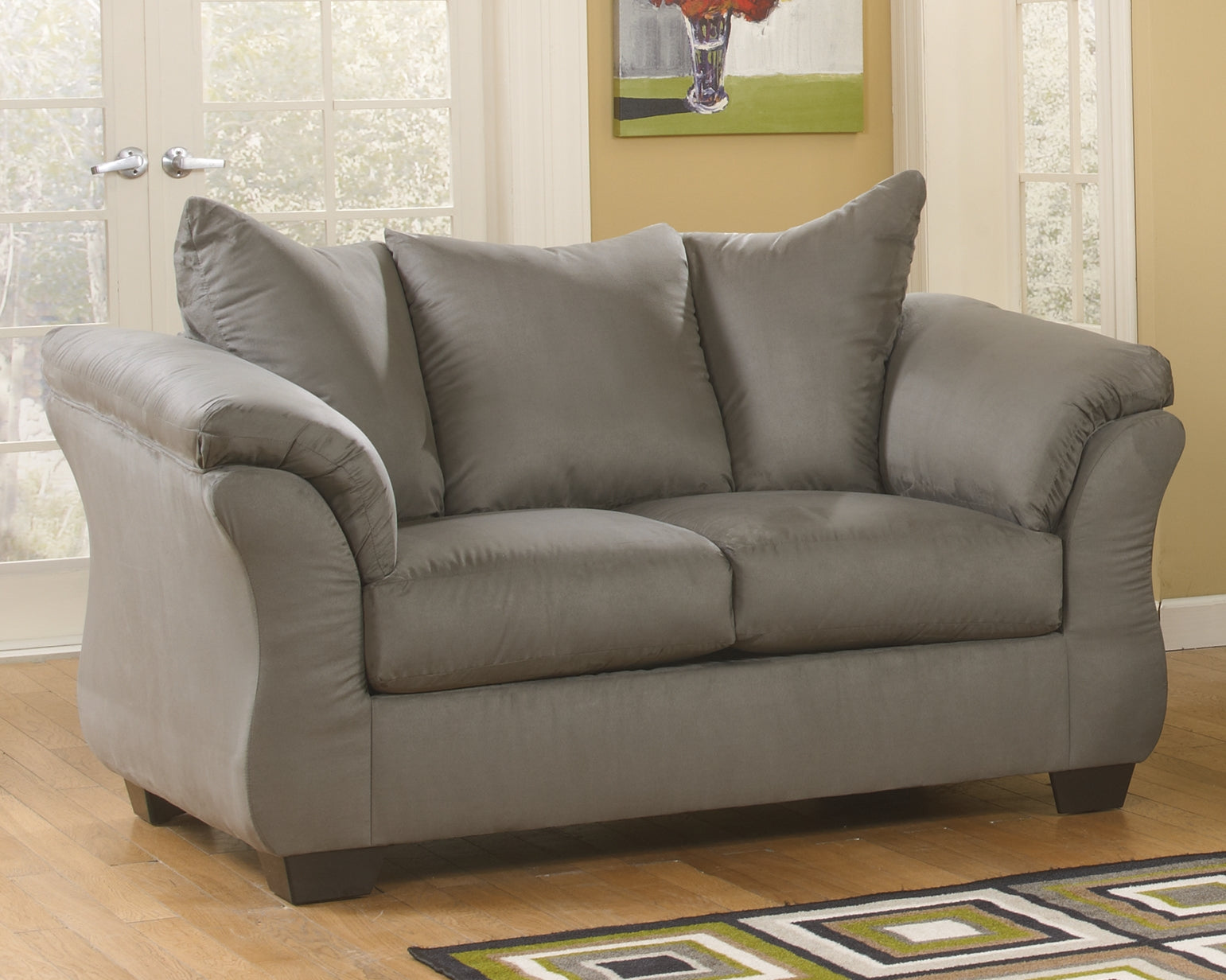 Darcy Cobblestone Microfiber Loveseat