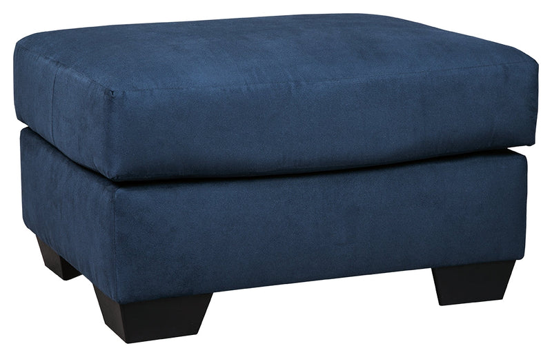 Darcy Blue Microfiber Ottoman