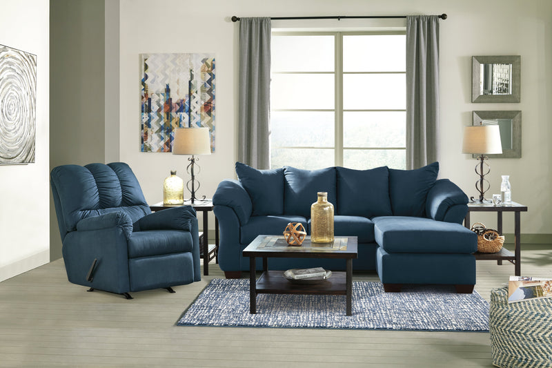 Darcy Blue Microfiber Sofa Chaise