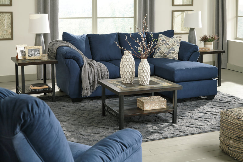 Darcy Blue Microfiber Sofa Chaise