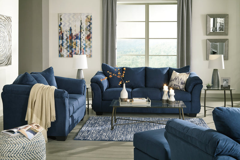 Darcy Blue Microfiber Sofa