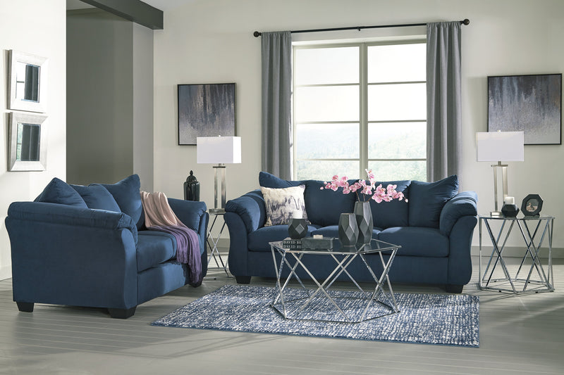 Darcy Blue Microfiber Sofa