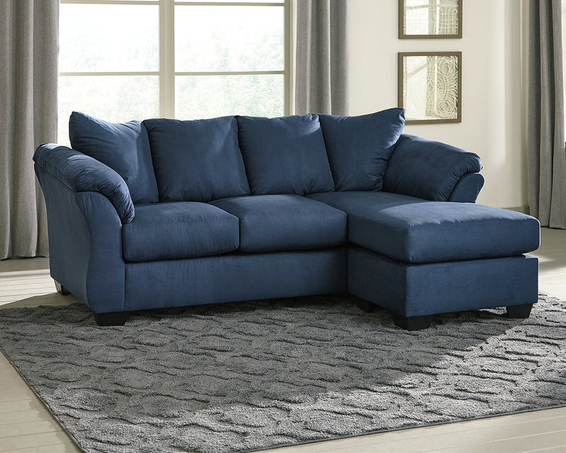 Darcy Blue Microfiber Sofa Chaise