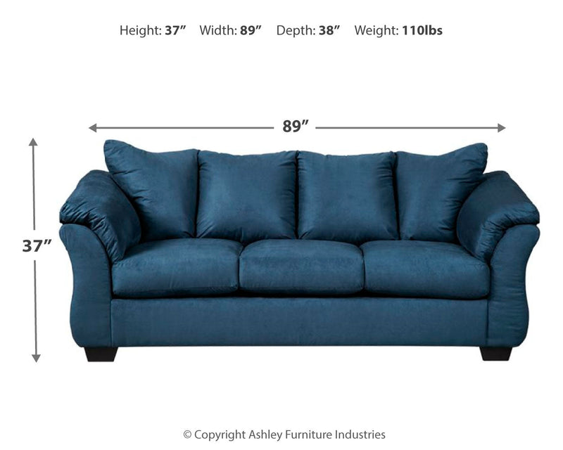 Darcy Blue Microfiber Sofa