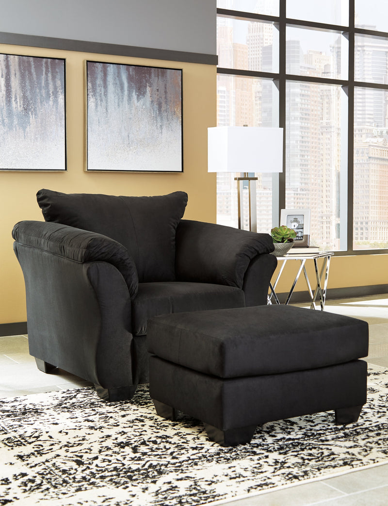 Darcy Black Microfiber Ottoman