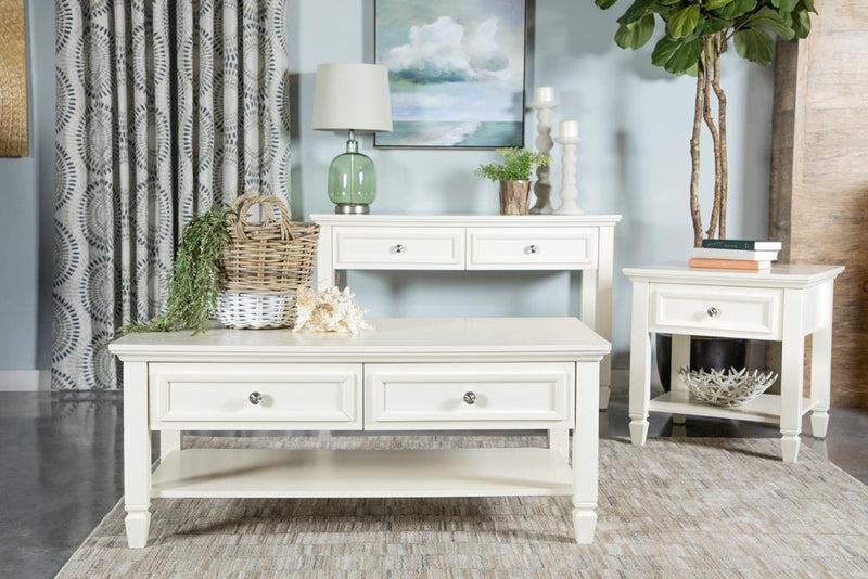 Rectangular 2 Drawer Sofa Table Buttermilk