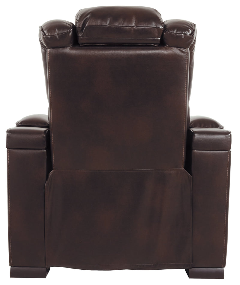 Warnerton Chocolate Faux Leather Power Recliner