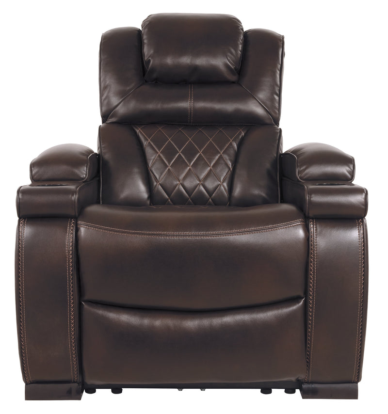 Warnerton Chocolate Faux Leather Power Recliner