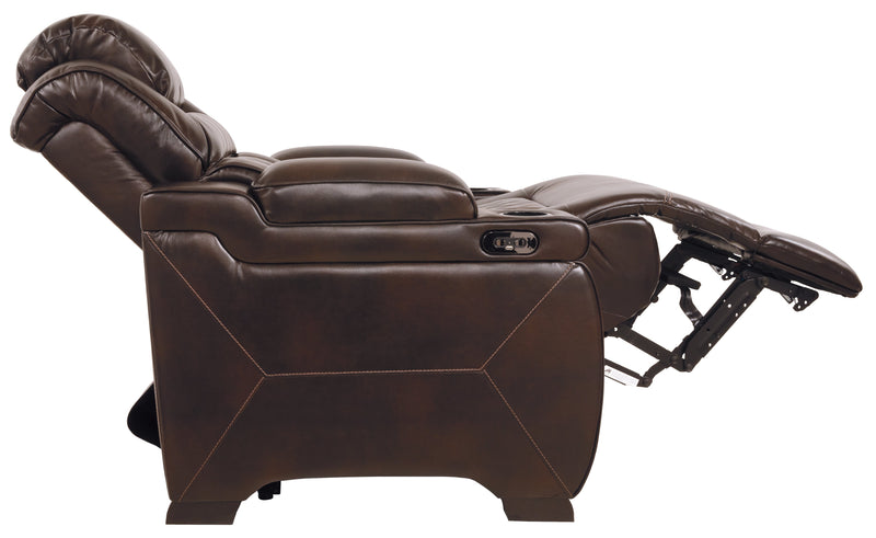 Warnerton Chocolate Faux Leather Power Recliner