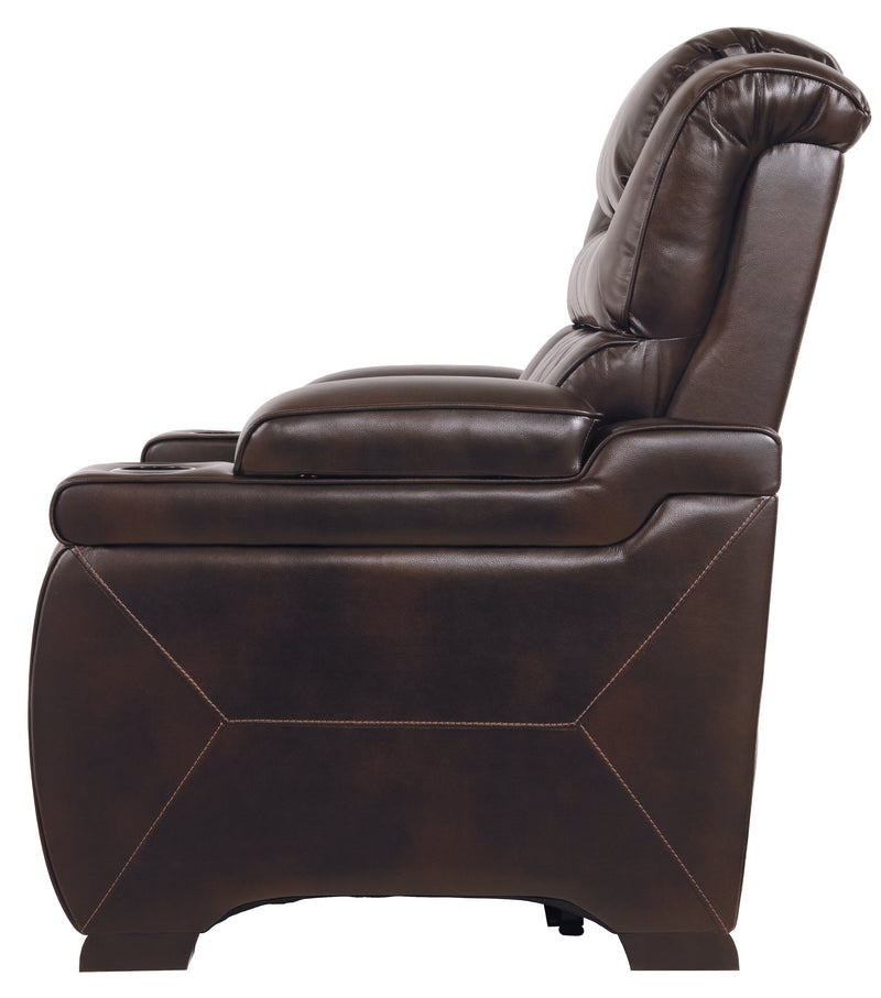 Warnerton Chocolate Faux Leather Power Recliner