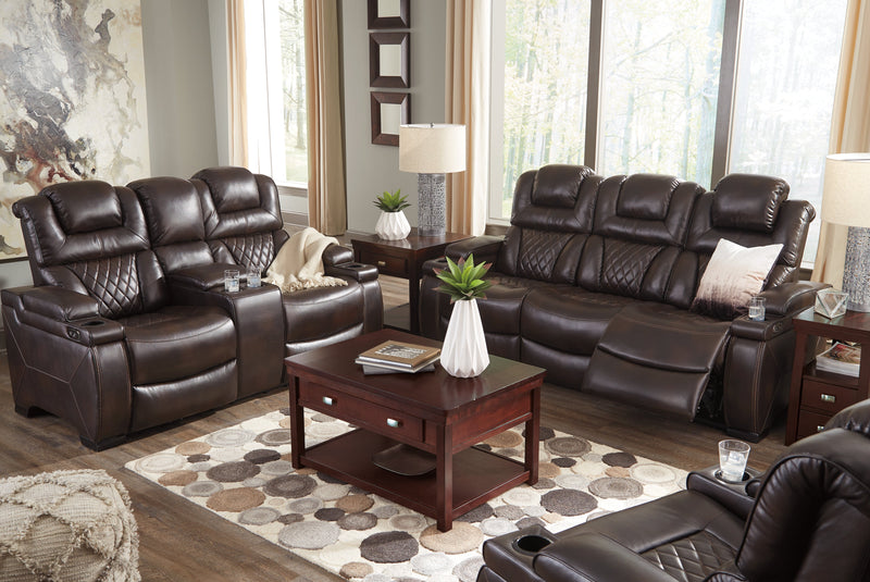 Warnerton Chocolate Faux Leather Power Recliner