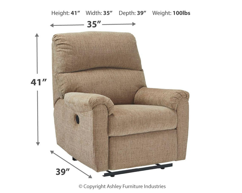 Mcteer Mocha Microfiber Power Recliner