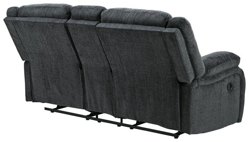 Draycoll Slate Chenille Reclining Loveseat With Console