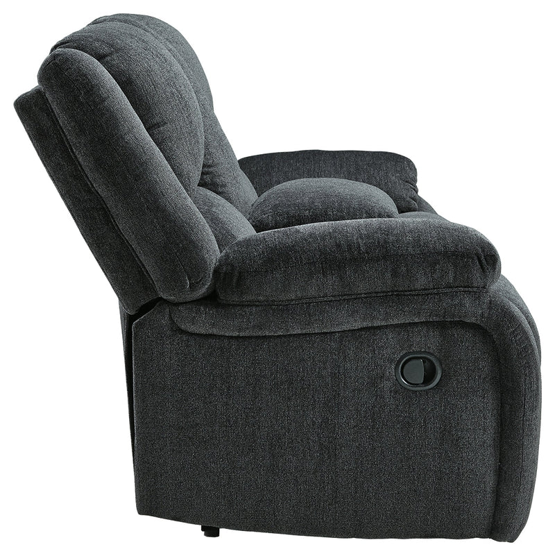 Draycoll Slate Chenille Reclining Loveseat With Console