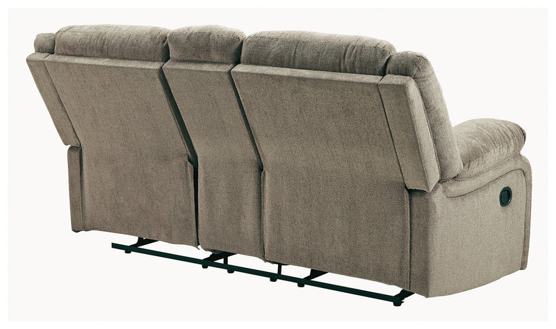 Draycoll Pewter Chenille Reclining Loveseat With Console