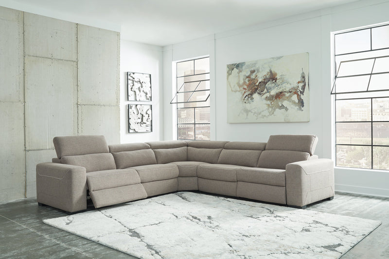 Mabton Gray 5-Piece Power Reclining Sectional