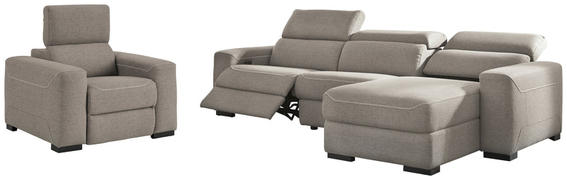 Mabton Gray 3-Piece Sectional With Recliner