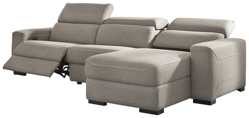 Mabton Gray Chenille 3-Piece Power Reclining Sectional