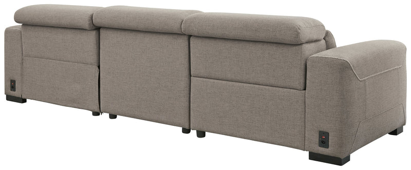 Mabton Gray Chenille 3-Piece Power Reclining Sectional