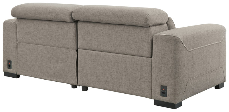 Mabton Gray Microfiber 2-Piece Power Reclining Sectional With Chaise