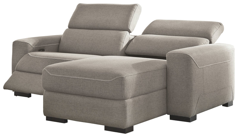 Mabton Gray Microfiber 2-Piece Power Reclining Sectional With Chaise