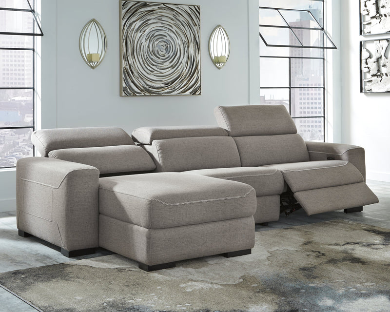 Mabton Gray Microfiber 3-Piece Power Reclining Sectional