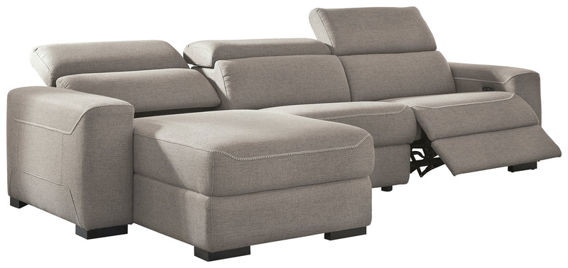 Mabton Gray Microfiber 3-Piece Power Reclining Sectional