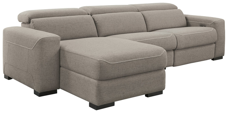 Mabton Gray Microfiber 3-Piece Power Reclining Sectional