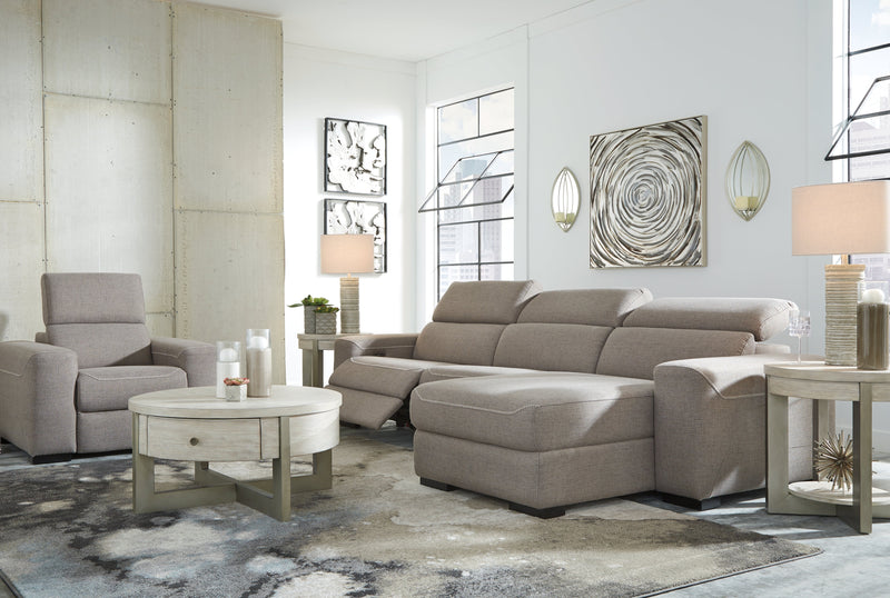 Mabton Gray 3-Piece Sectional With Recliner