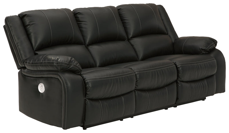 Calderwell Black Faux Leather Power Reclining Sofa