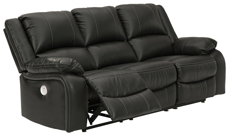 Calderwell Black Faux Leather Power Reclining Sofa