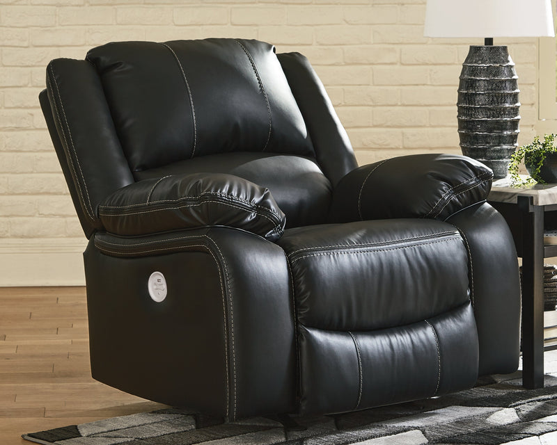 Calderwell Gray Faux Leather Power Recliner