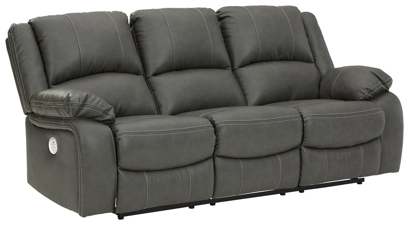 Calderwell Gray Faux Leather Power Reclining Sofa