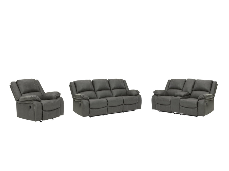 Calderwell Gray Sofa Loveseat And Recliner